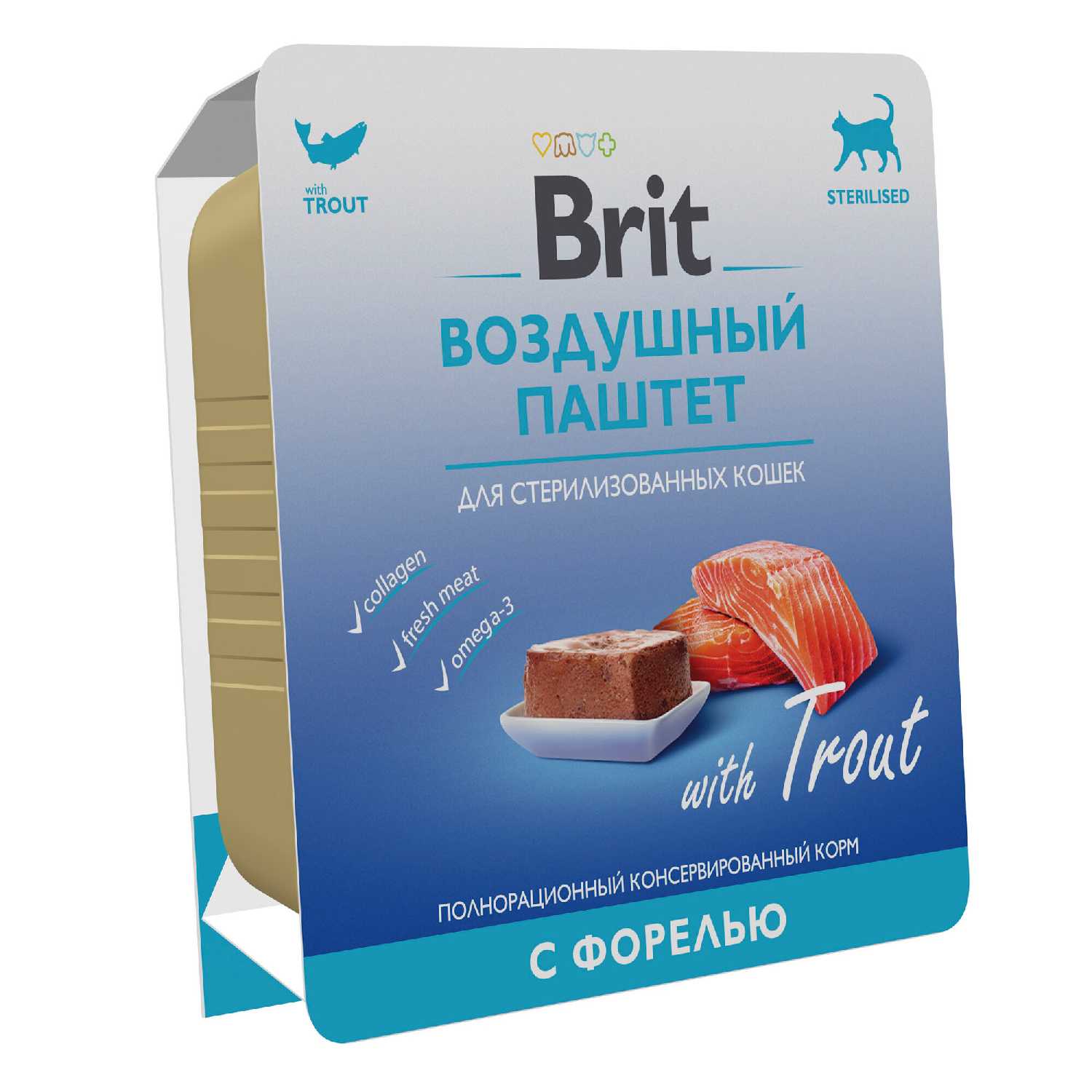 Корм для кошек Brit Воздушный для стерилизованных кошек с форелью (паштет) фотография 5