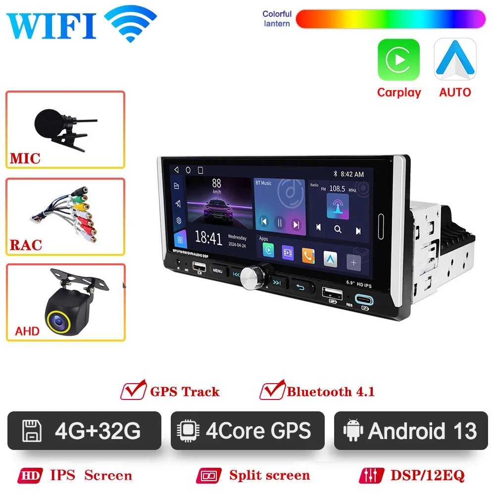 1din Android 13 Автомобильный радиоприемник (4G-32G-MIC-2 AHD) фотография 17