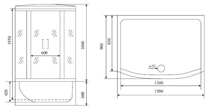 Душевая кабина Timo Lux T-7750 NEW высокий поддон 150см*90см фотография 8