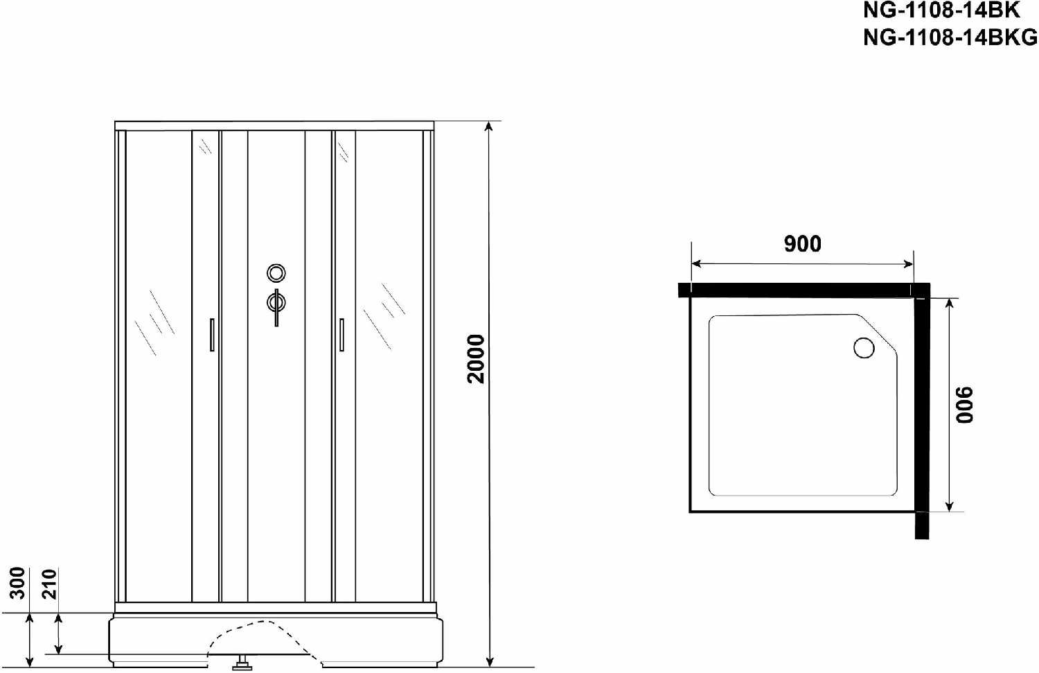 Душевая кабина Niagara NG-1108-14BK (900х900х2000) фотография 2