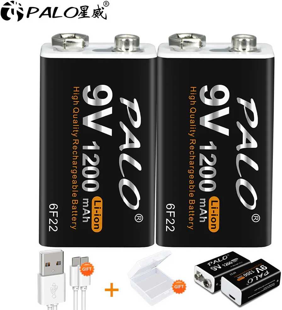 Аккумуляторная батарейка Крона 6F22 9V 1200 mAh, с зарядкой USB, 1 шт. фотография 17