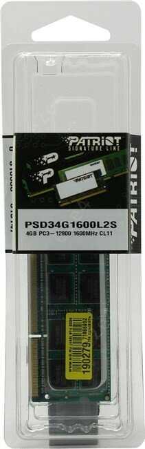 Оперативная память Patriot Memory SL 4 ГБ DDR3L SODIMM CL11 (PSD34G1600L2S) фотография 8