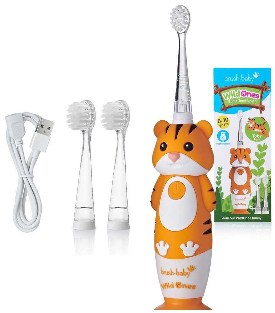 Brush-Baby Sonic WildOnes звуковая зубная щетка Тигр 0-10 лет