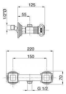 Смеситель для ванны CEZARES Olimp DS-03/24-O, вентильный фотография 1