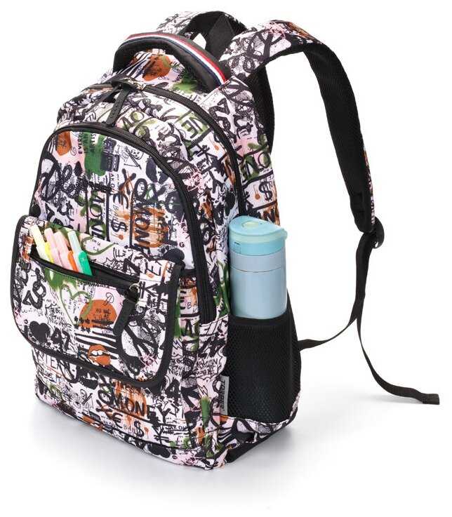 Рюкзак TORBER CLASS X, черно-белый с рисунком, полиэстер, 45 x 30 x 18 см TORBER MR-T2743-WHI-BLK фотография 6