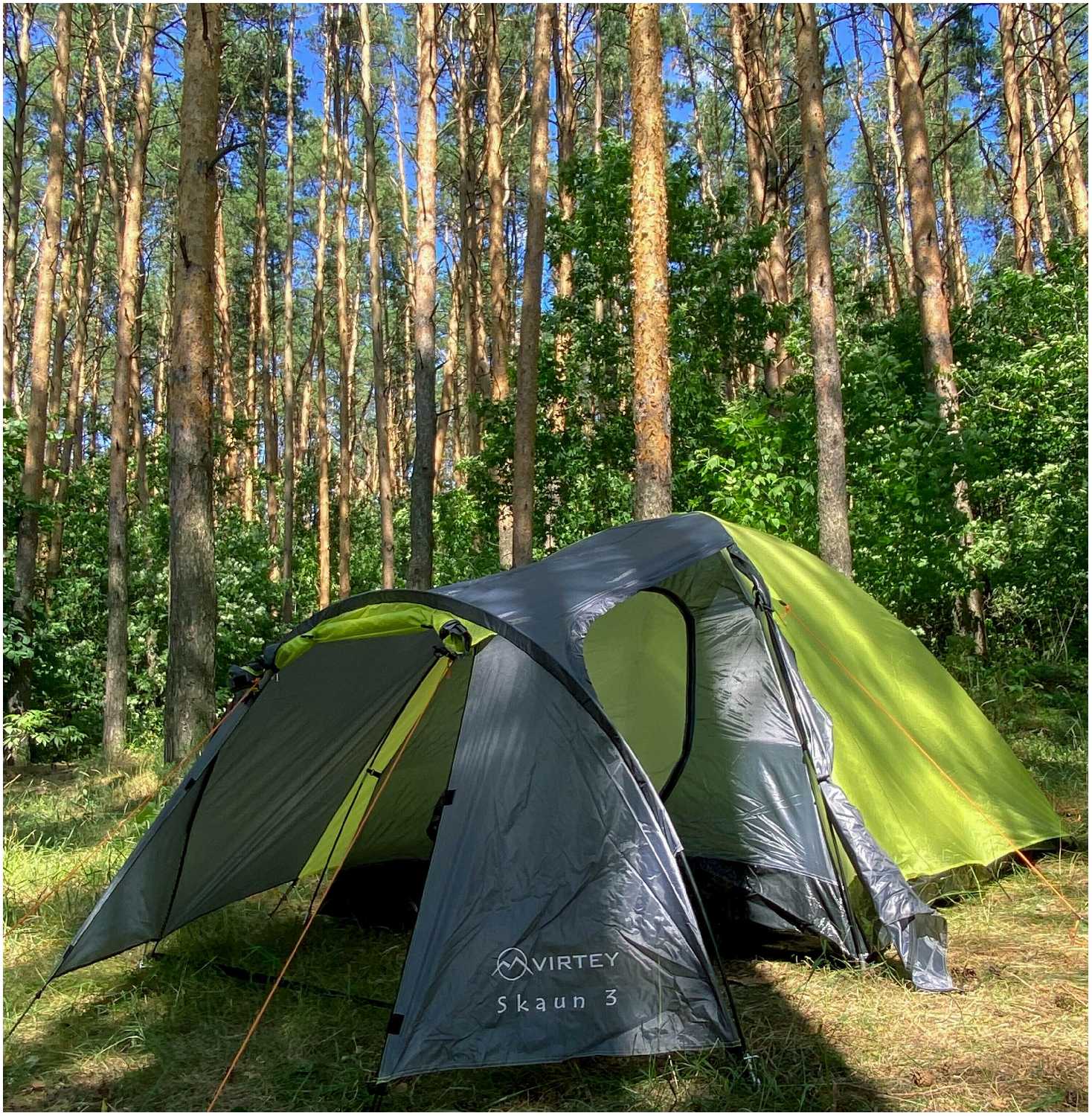 Палатка туристическая 3х местная двухслойная с тамбуром Virtey Skaun-3 (450*210*140 см) фотография 3