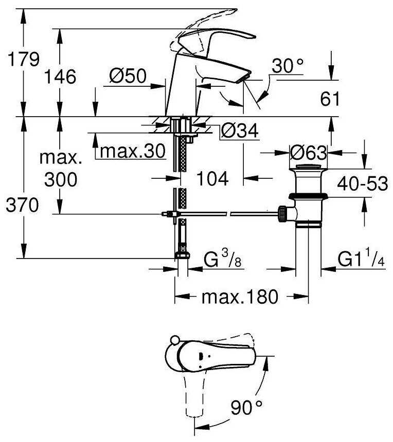 Смеситель для душа Grohe Eurosmart 32926002, рычажный фотография 3