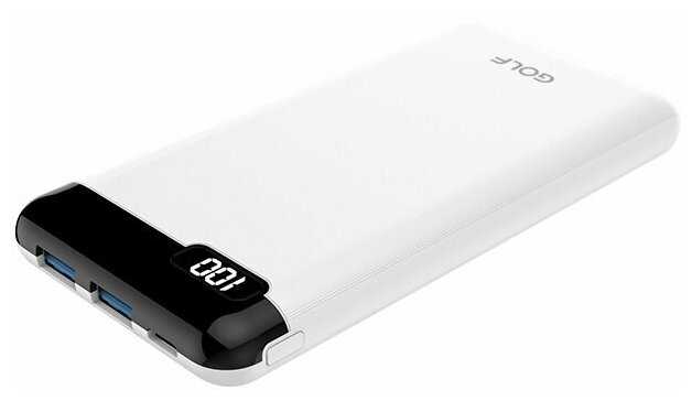 Внешний аккумулятор GOLF LCD21/ Powerbank 10000 mah/2.1A/белый фотография 1