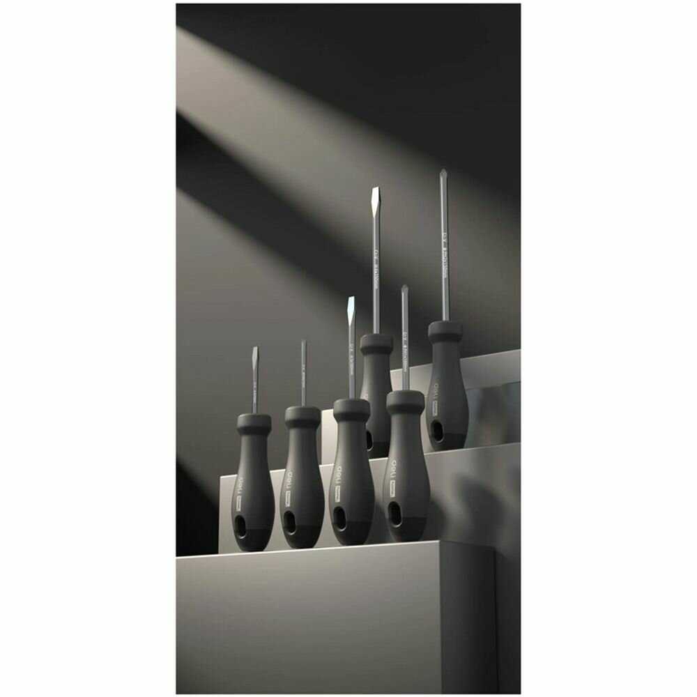 Набор отверток Deli HT1006 [PH0x75, PH1x100, PH2x150, SL3x75, SL5x100, SL6x150, Cr-V, Soft Touch рукоятка, эксклюзивный дизайн] фотография 1