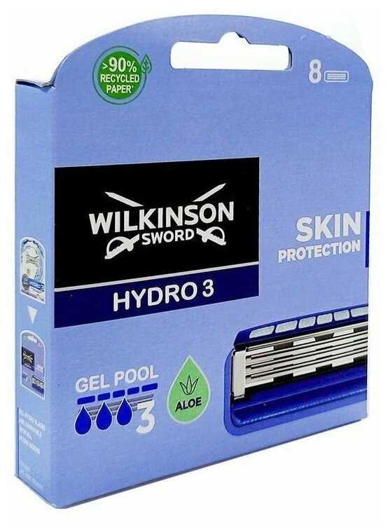 Wilkinson Sword Hydro 3 Skin Protection / Сменные кассеты для бритв HYDRO , 8 шт. фотография 2