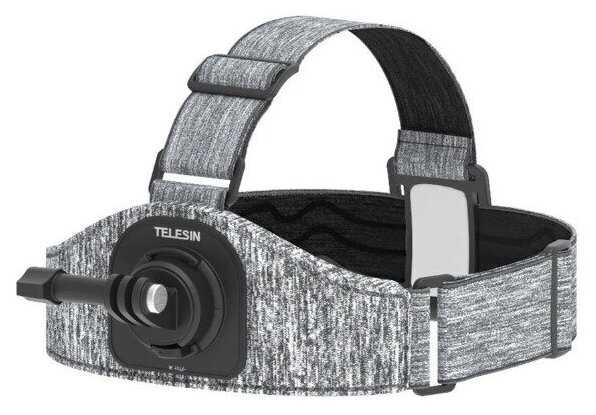 Двойное крепление на голову для GoPro, DJI, Osmo серого цвета TELESIN HEAD STRAP