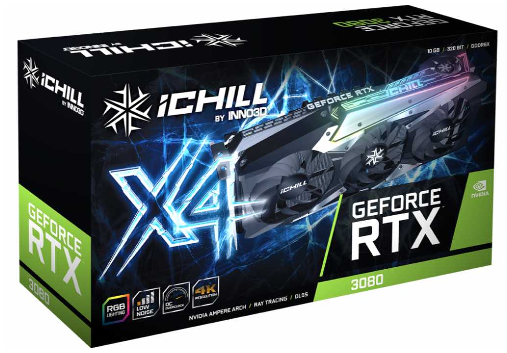 Видеокарта INNO3D GeForce RTX 3080 ICHILL X4 LHR 10Gb (C30804-106XX-1810VA36H) фотография 19