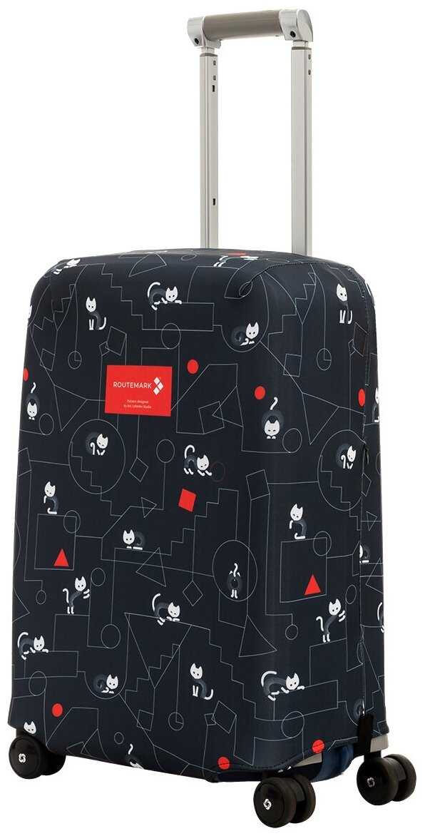 Чехол для чемодана ROUTEMARK «Коты и порядок в черном» с паттерном Студии Артемия Лебедева S (SP310) фотография 1