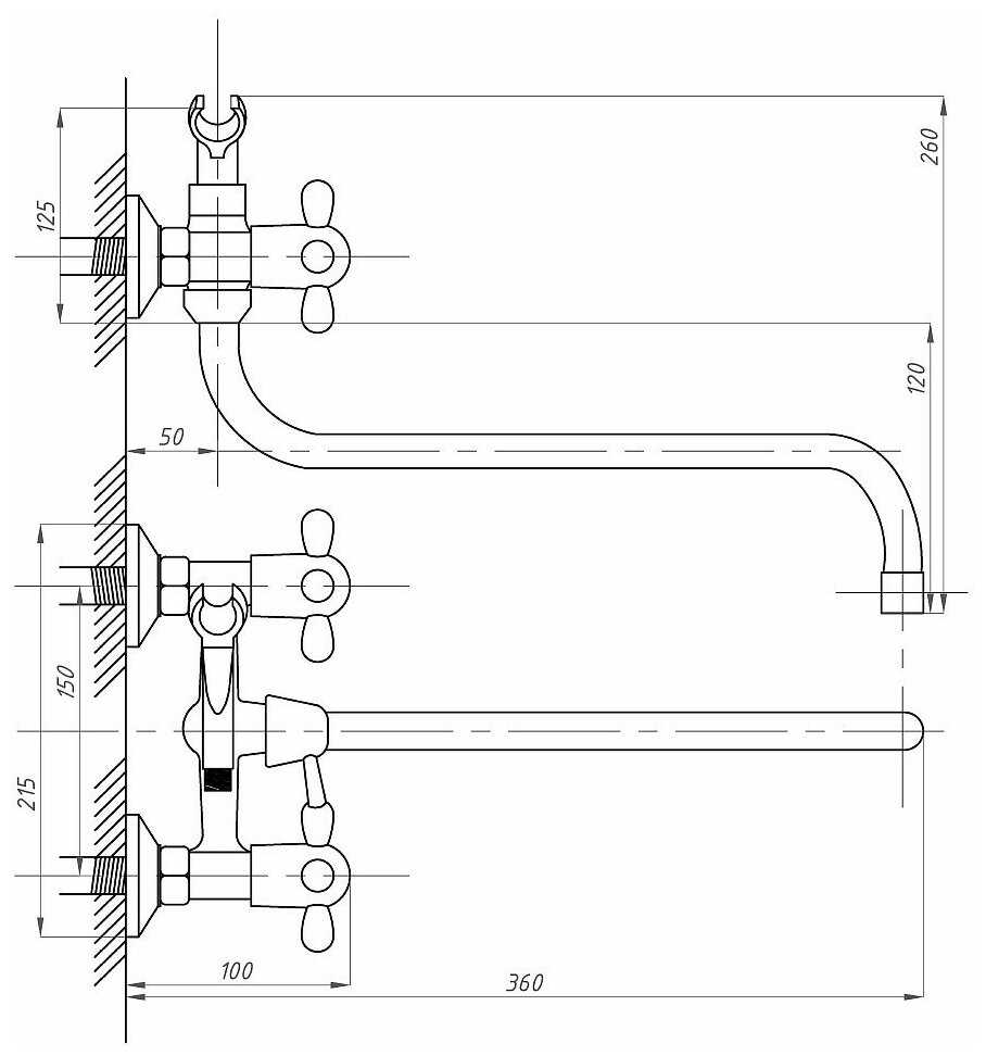 Смеситель для ванны ПСМ-157-К/99 фотография 3