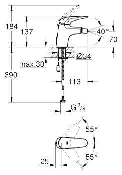 Смеситель для душа Grohe Eurostyle 23721003, рычажный фотография 1