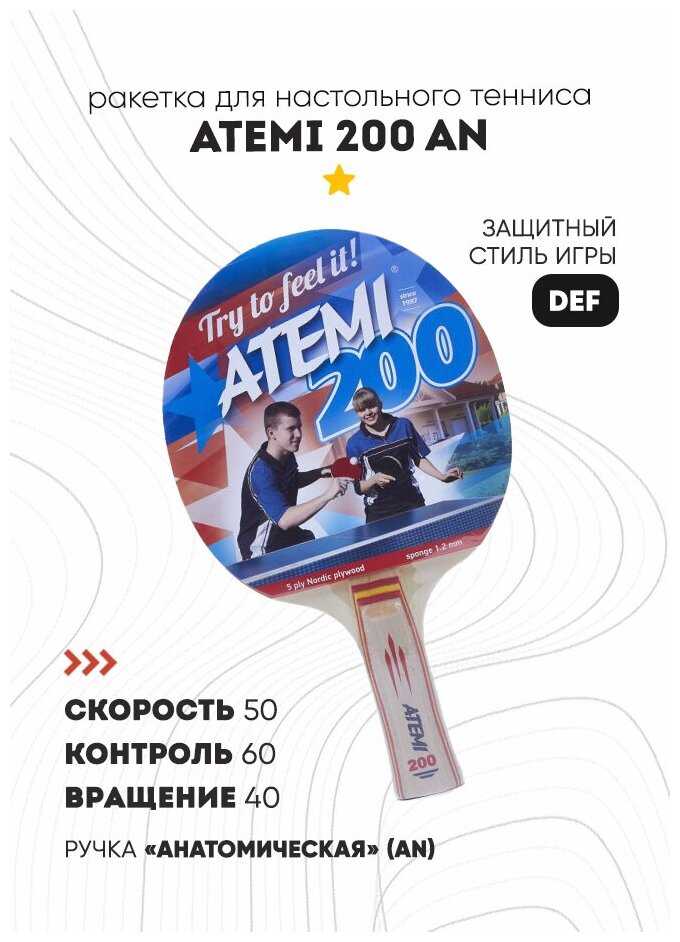 Ракетки для настольного тенниса ATEMI 200 AN фотография 11