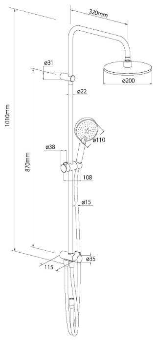 Душевая стойка damixa Origin One 978100000, хром фотография 6