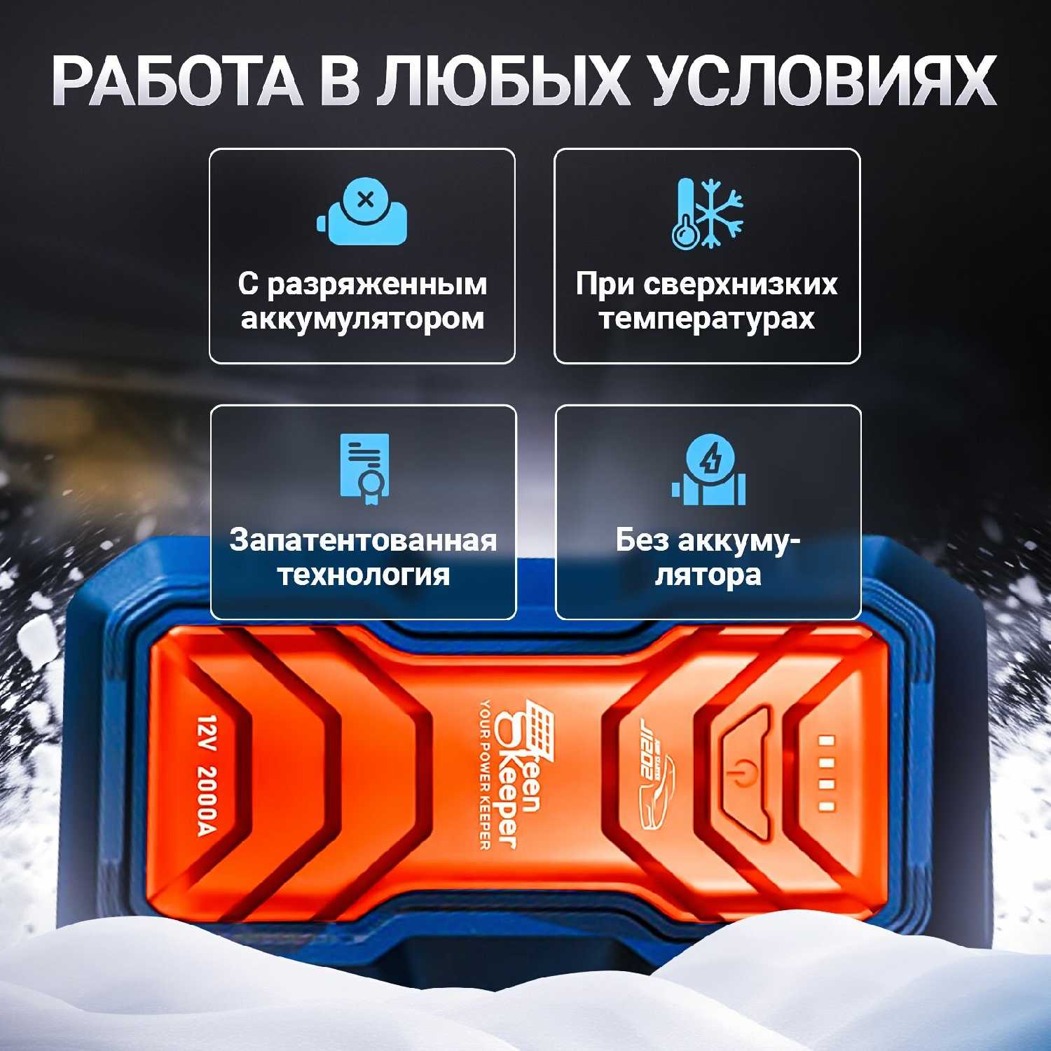Пусковое устройство для автомобиля Портативное ПЗУ 12В (16000 mAh) фотография 1