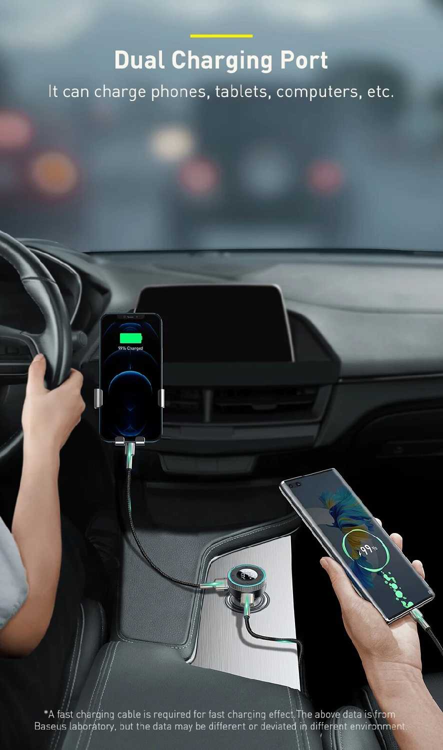 FM-трансмиттер Baseus FM-трансмиттер с поддержкой Bluetooth 5,0 и 2 USB-портами (Black Low Noise) фотография 27