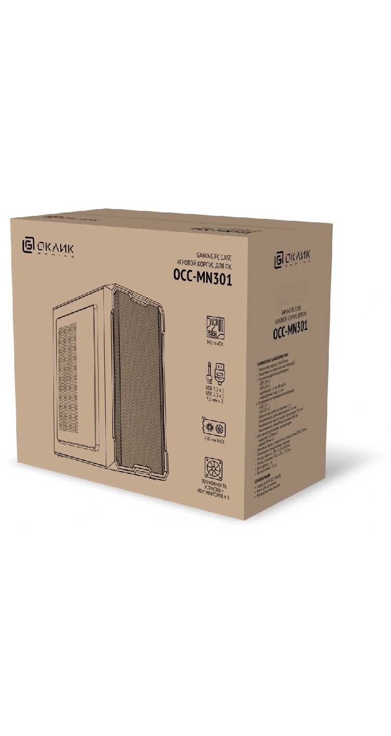 Корпус Оклик OCC-MN302F без БП mATX 1xUSB2.0 1xUSB3.0 audio фотография 14