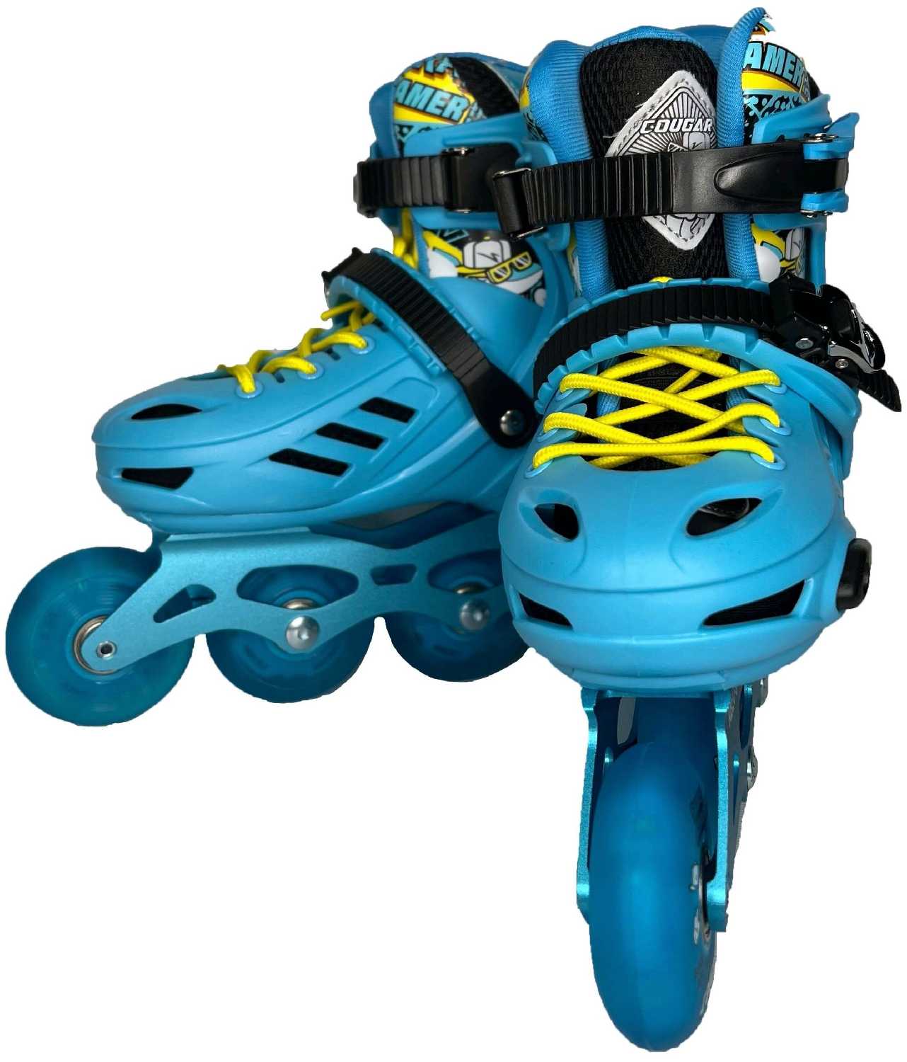 Детские раздвижные роликовые коньки для фрискейта размер S (31-34) голубые фотография 5