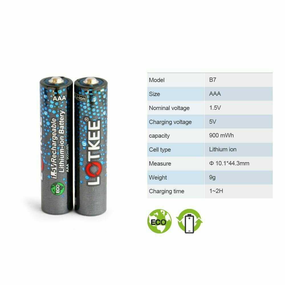 Литиевая батарея LOTKEE aaa аккумулятор li ion 1.5v (Мизинчиковые) фотография 9