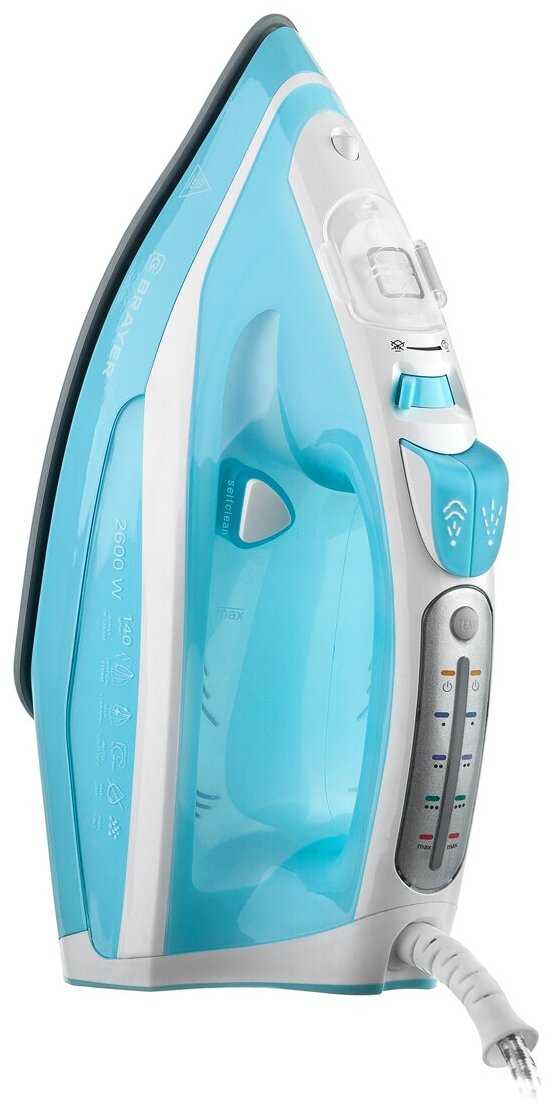 Паровой утюг BRAYER BR4000 2600 Вт, керамич. автооткл, пар 140 г/м LED, антикапля, cпрей. фотография 5