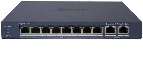 Коммутатор HIKVISION Hikvision DS-3E1310P-EI/M (L2) 8x100Мбит/с 2SFP 123W