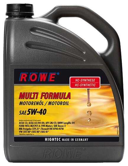 Синтетическое моторное масло ROWE Hightec Multi Formula SAE 5W-40 фотография 3
