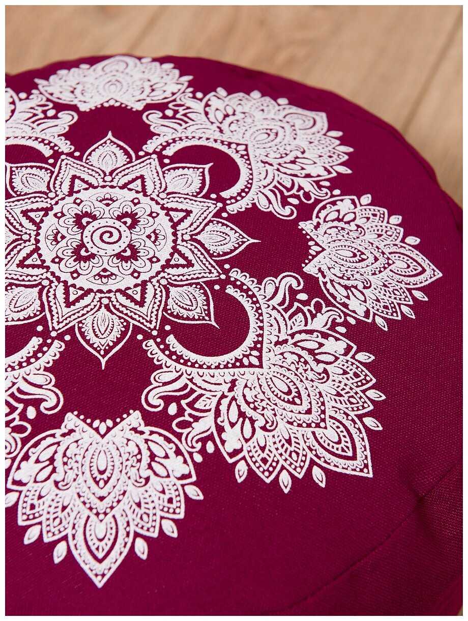 Подушка для йоги медитации BIO-TEXTILES Болстер круглый 33*16 с лузгой гречихи массажная спортивная ортопедическая фотография 10