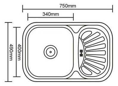Мойка кухонная врезная нержавеющая сталь SINKLIGHT N 7549 R 0.8/180 1P правая глянец фотография 1