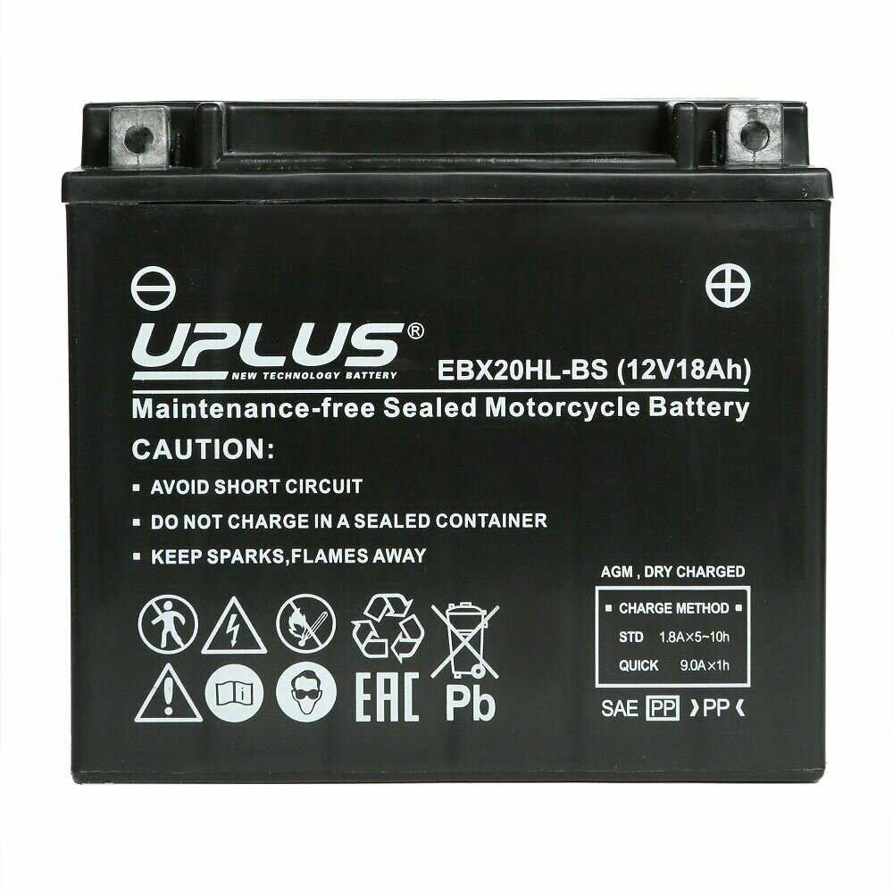 Мото аккумулятор Leoch UPLUS EBX20HL-BS (YTX20HL-BS) фотография 2