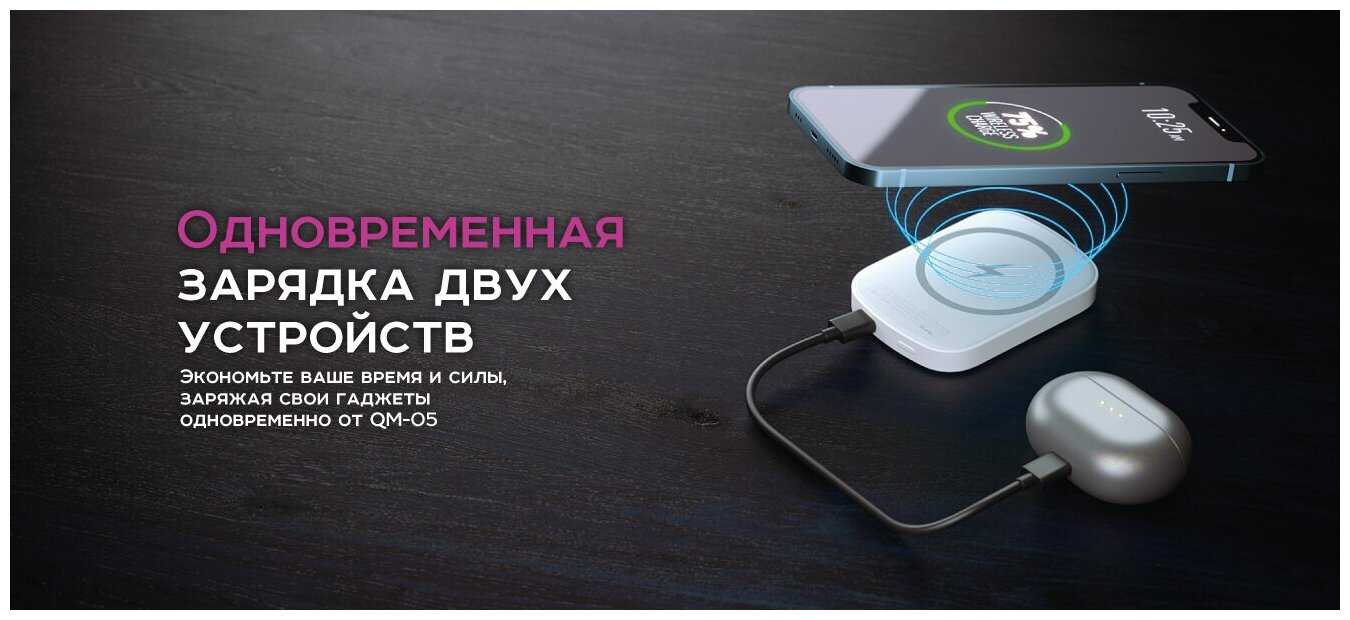 Внешний аккумулятор беспроводной зарядки Magsafe Powerbank QM-05 / 4200 mAh/ PowerDelivery 20W/ 15W/ беспроводной повербанк для iPhone фотография 6
