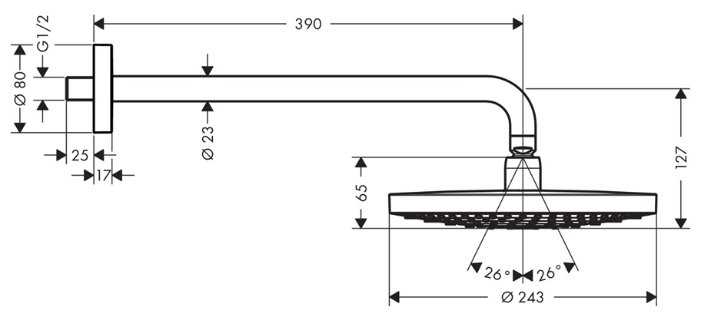 Верхний душ hansgrohe Raindance Select S 240 2jet 26466000, хром фотография 1