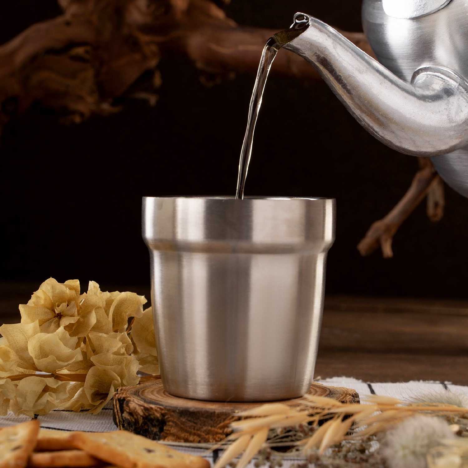 Стакан походный 180 мл, нержавеющая сталь, двойное дно фотография 6