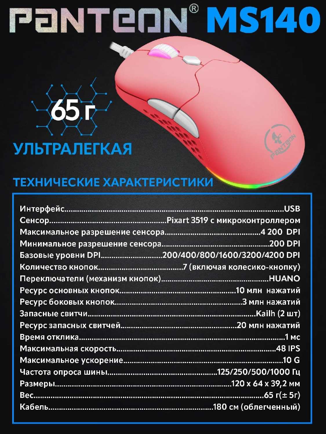 Игровая мышь PANTEON MS140 фотография 4