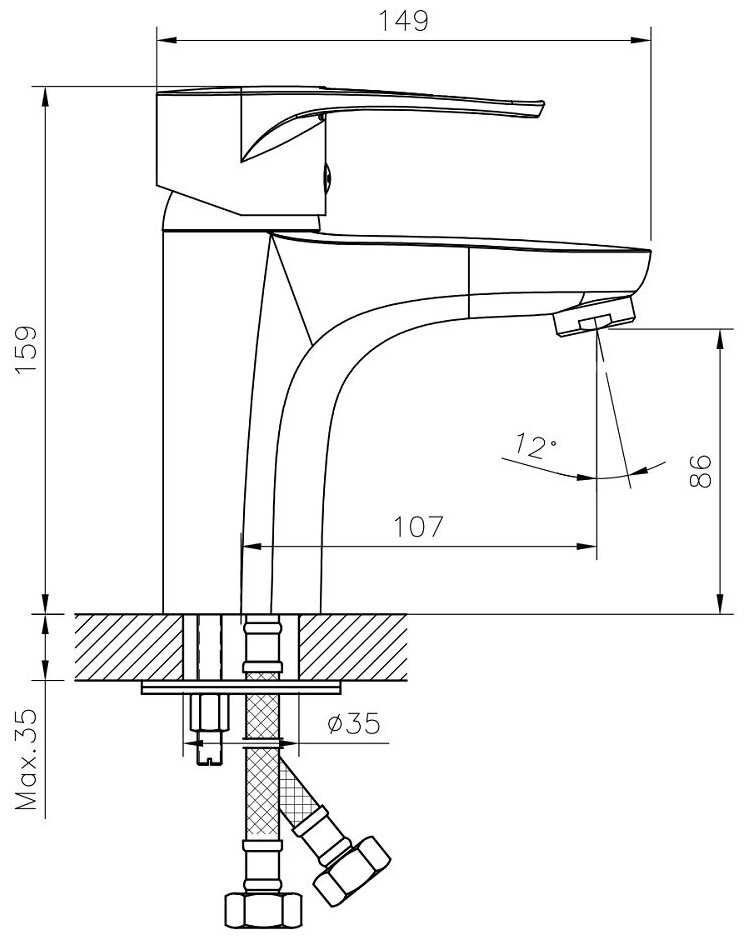 Смеситель DECOROOM DR70011 одноручный для умывальника монолитный фотография 1