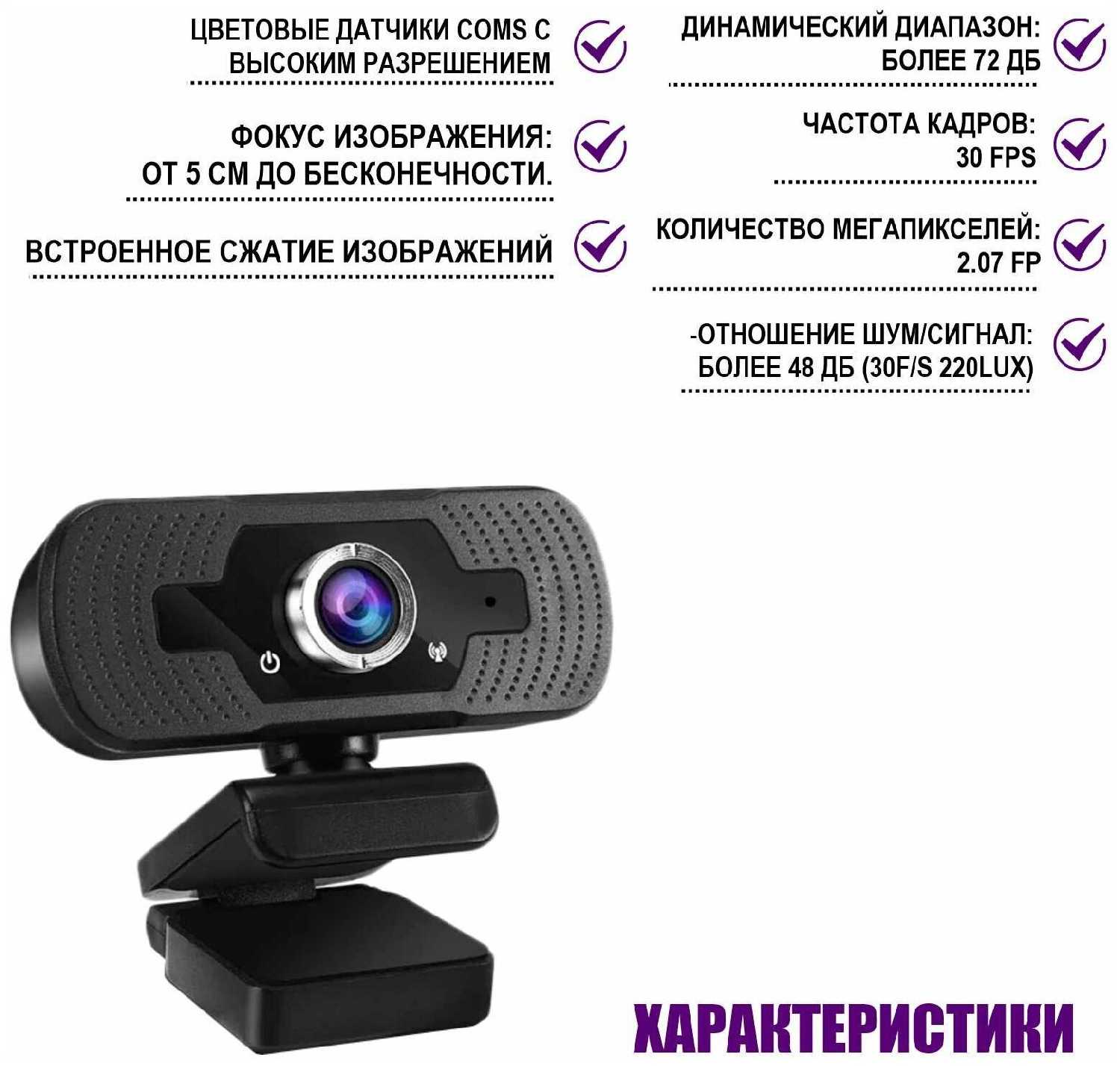 Веб-камера Full HD 1080P WEB-ZKS со встроенным микрофоном фотография 2