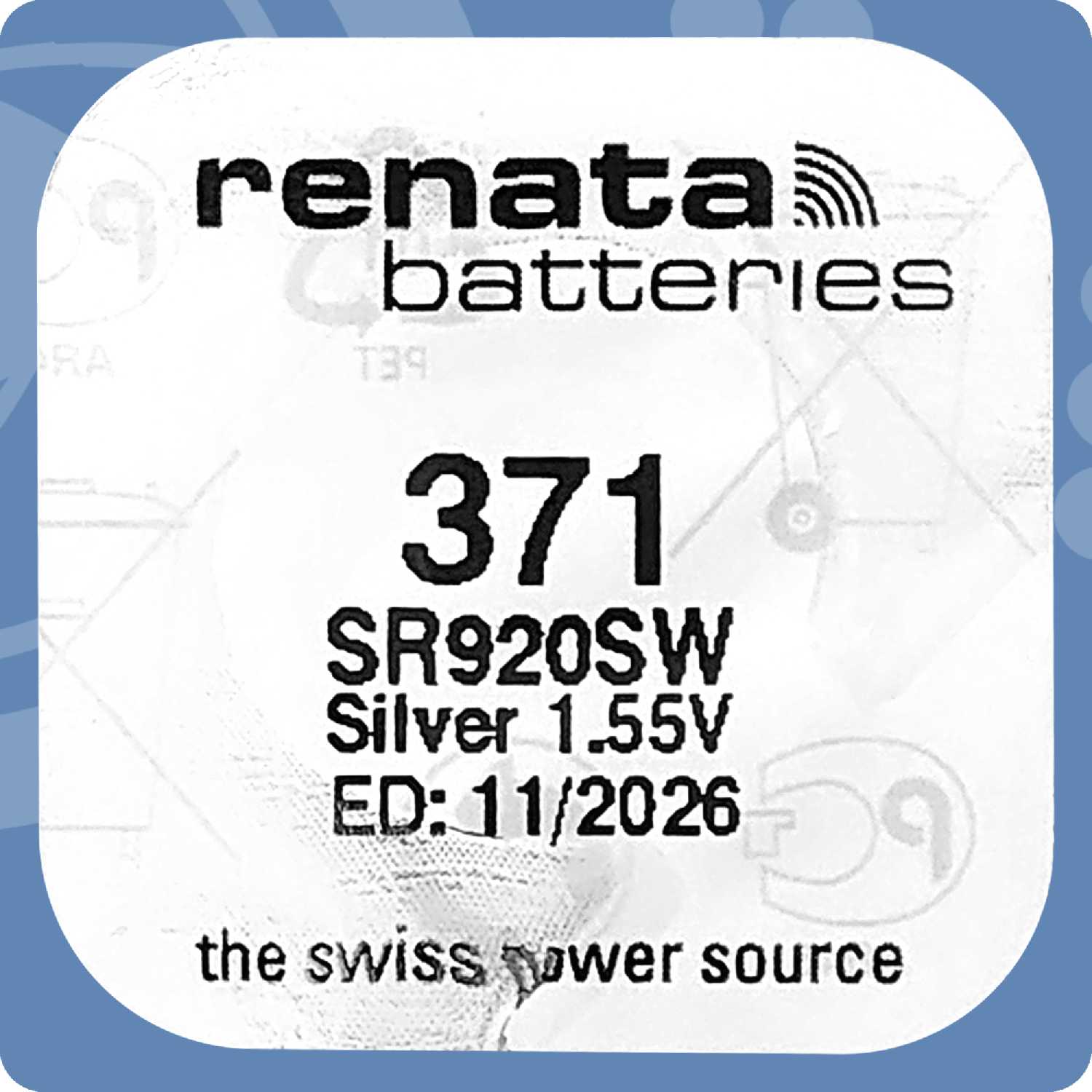 Батарейка Renata 371 (SR920SW) фотография 2