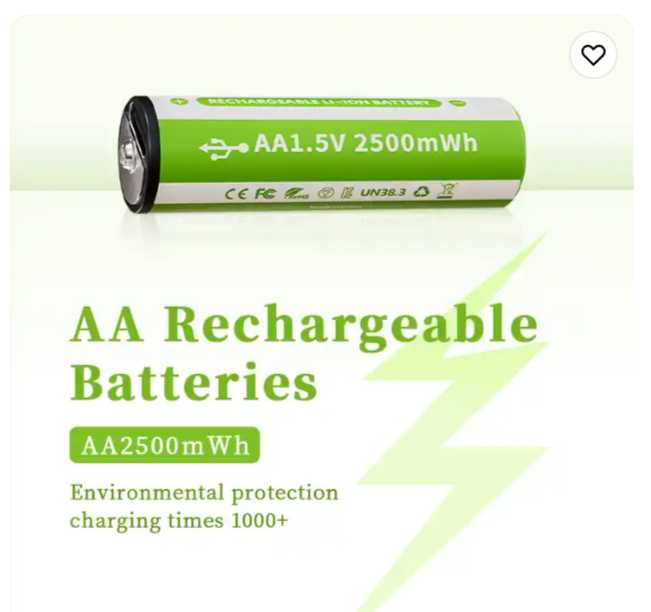 Аккумуляторные батарейки AAA 1,5V 600 mWh (2 шт.) фотография 14