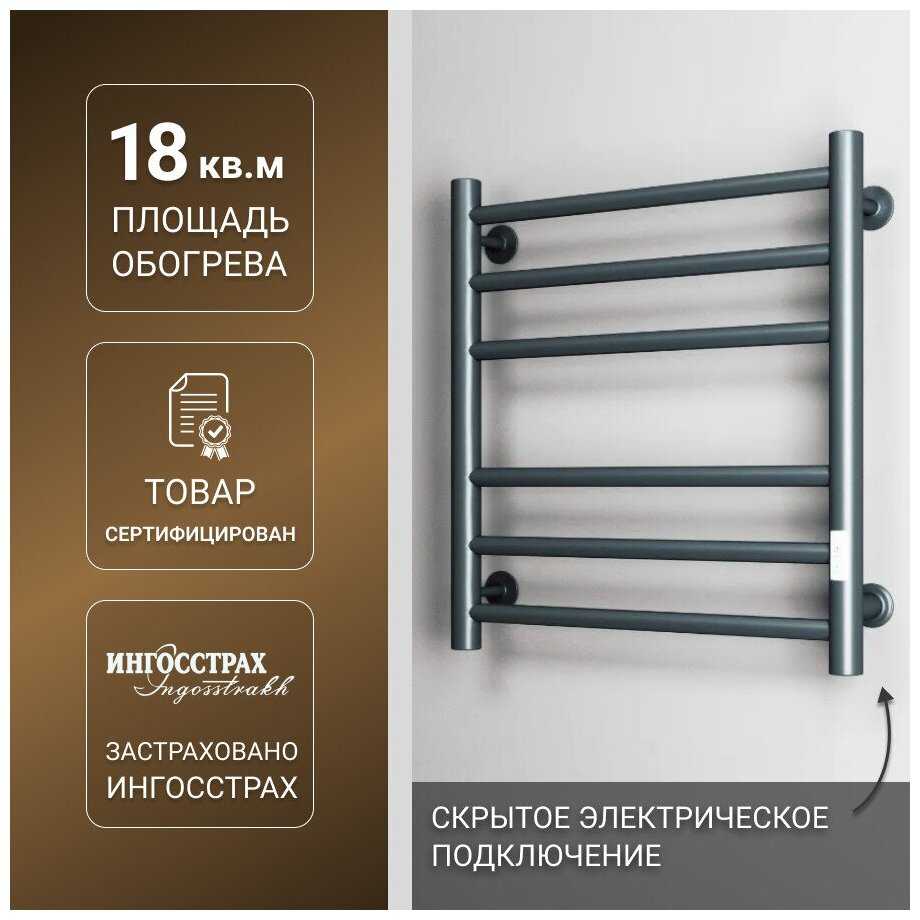 Полотенцесушитель электрический Маргроид BAU В10 50х60, П6 (3+3) с таймером справа, скрытый монтаж черный матовый фотография 10