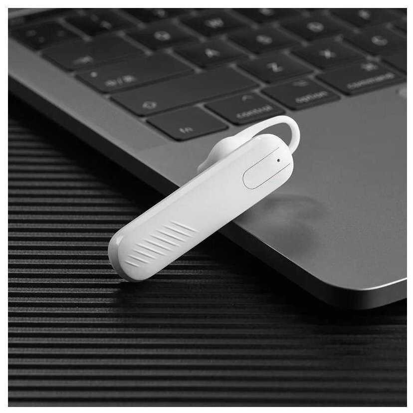 Беспроводная бизнес-гарнитура / Белая / Моно гарнитура с микрофоном / Bluetooth / Блютуз гарнитура фотография 4