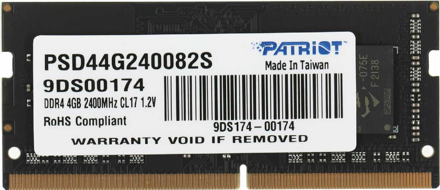 Оперативная память Patriot Memory SL 4 ГБ DDR4 SODIMM CL17 (PSD44G240082S) фотография 8