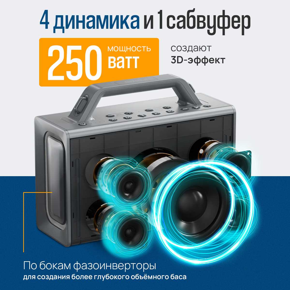 Акустическая система NOIR-audio K-1 с двумя беспроводными микрофонами и караоке фотография 5