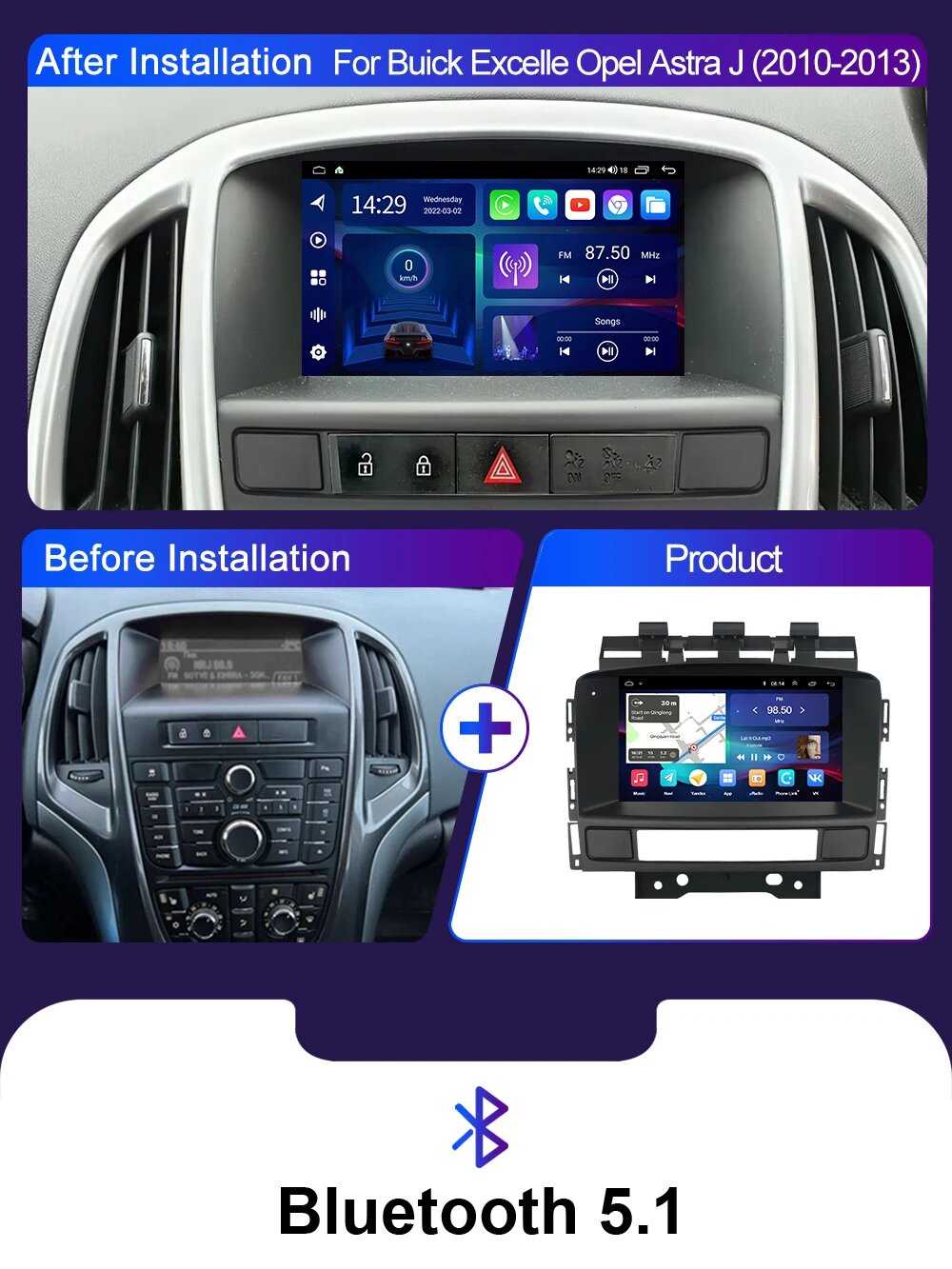 Автомагнитола LEHX L6Pro, 2DIN, Android 12, для Buick Excelle GT XT Opel Astra J 2010-2013 CD300 CD400 фотография 26