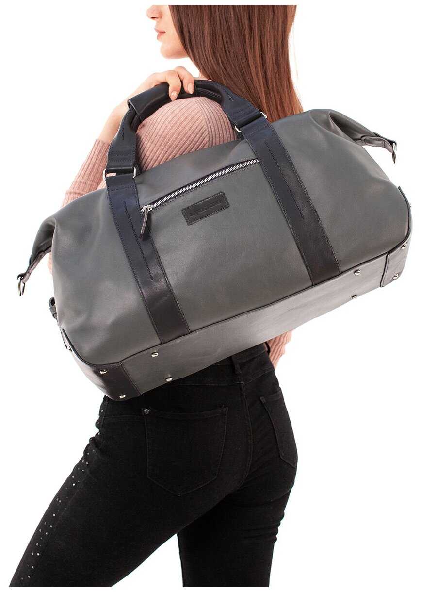 Кожаная дорожно-спортивная сумка Lakestone Woodstock Grey/Black фотография 8