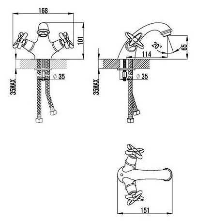 Смеситель для раковины (умывальника) Zenta Flex Z0709_R, вентильный фотография 1