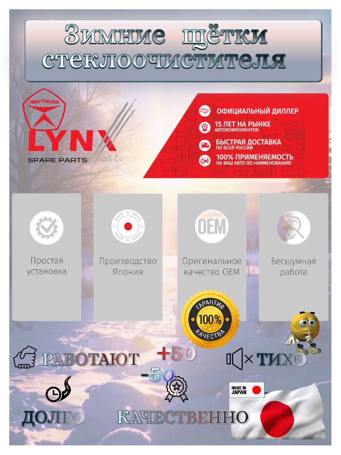 Комплект зимних щеток стеклоочистителя LYNXauto Livan X3 Pro (05.22) фотография 7