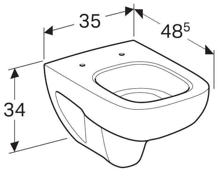Чаша унитаза подвесная GEBERIT Renova Compact Square 206145000 с горизонтальным выпуском фотография 7