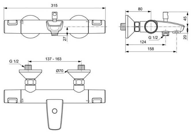 Термостат для душа Ideal STANDARD Ceratherm T25 A 7206 AA, рычажный фотография 2